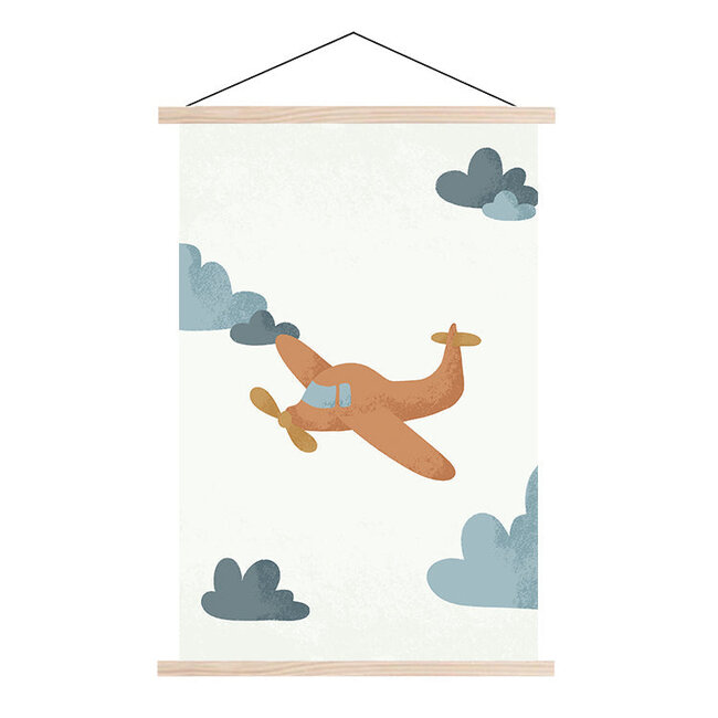 Sweet Living Schoolplaat Born to Be Free Vliegtuigje - Textielposter Kinderkamer