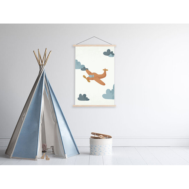 Sweet Living Schoolplaat Born to Be Free Vliegtuigje - Textielposter Kinderkamer