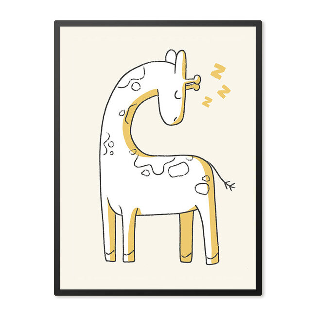 Sweet Living Poster in Lijst Slapende Giraf - Kinderkamer