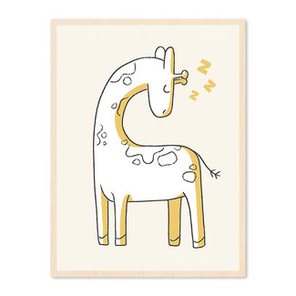 Sweet Living Poster in Lijst Slapende Giraf - Kinderkamer - Eiken