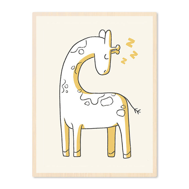 Sweet Living Poster in Lijst Slapende Giraf - Kinderkamer - Eiken