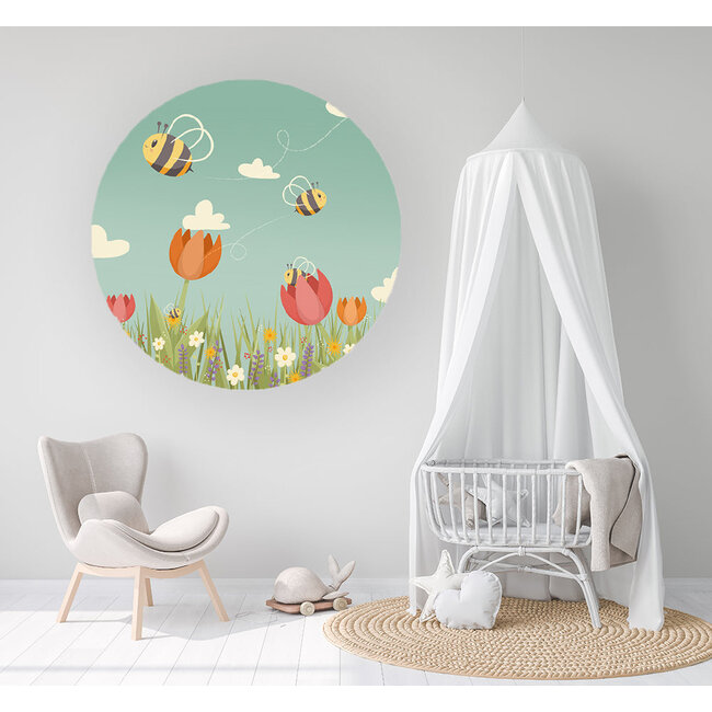 Sweet Living Muursticker Tulpen & Bijen - Kinderkamer