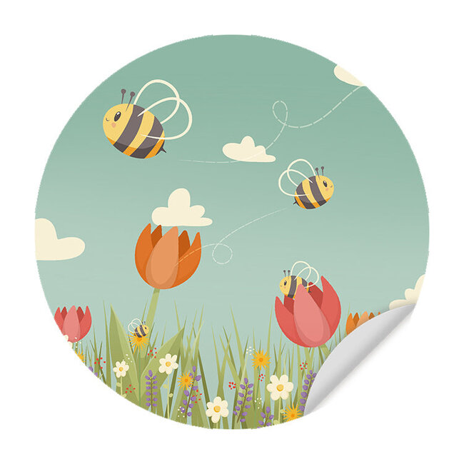 Sweet Living Muursticker Tulpen & Bijen - Kinderkamer