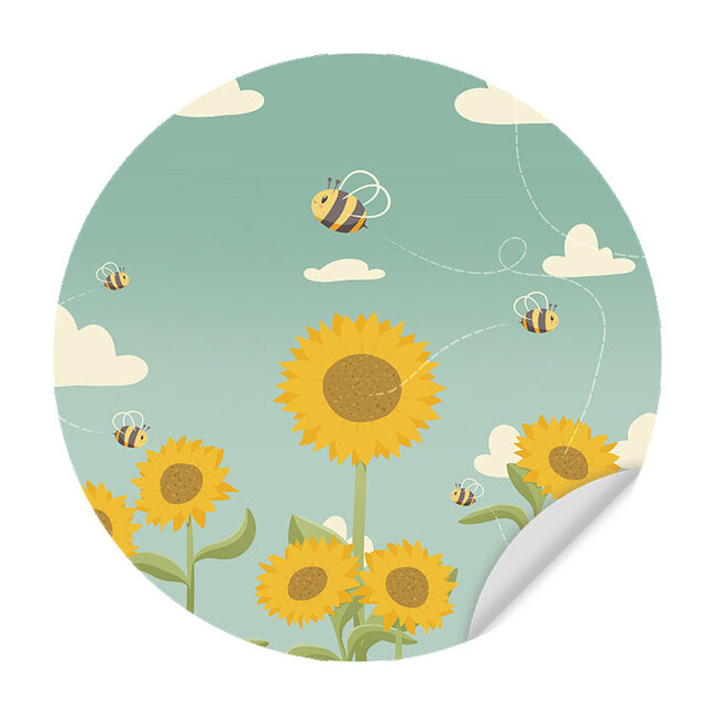 Sweet Living Muursticker Zonnebloemen & Bijen - Kinderkamer - Wandsticker