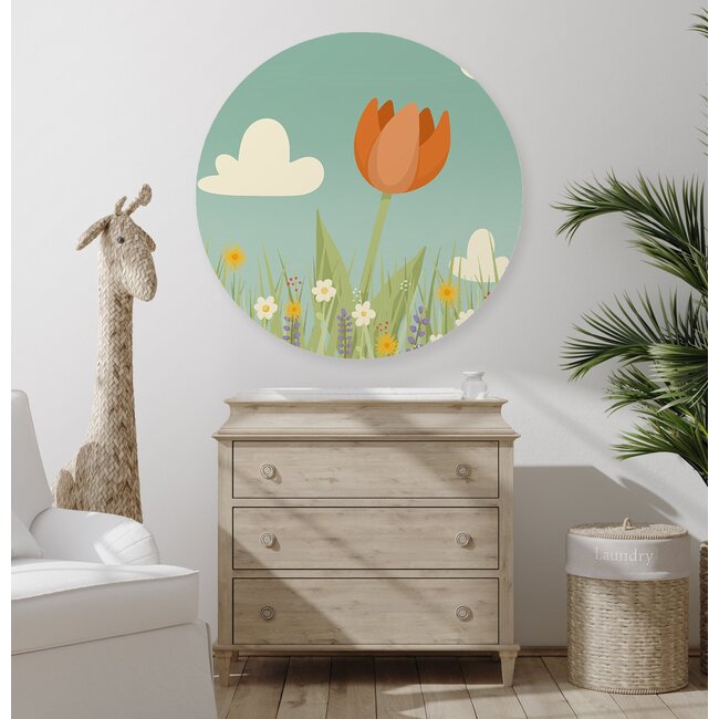 Sweet Living Muursticker Oranje Tulp - Kinderkamer - Wandsticker