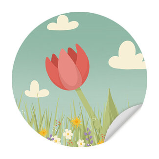 Sweet Living Muursticker Roze Tulp - Kinderkamer - Wandsticker