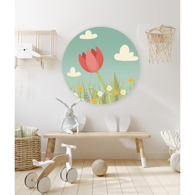 Sweet Living Muursticker Roze Tulp - Kinderkamer - Wandsticker