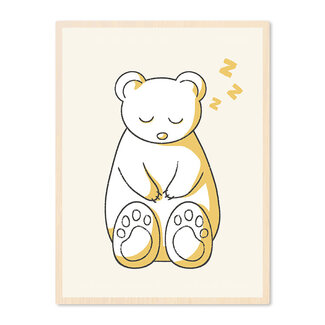Sweet Living Poster in Lijst Slapend Beertje - Kinderkamer - Eiken