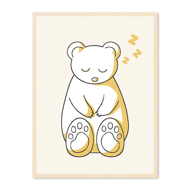Sweet Living Poster in Lijst Slapend Beertje - Kinderkamer - Eiken