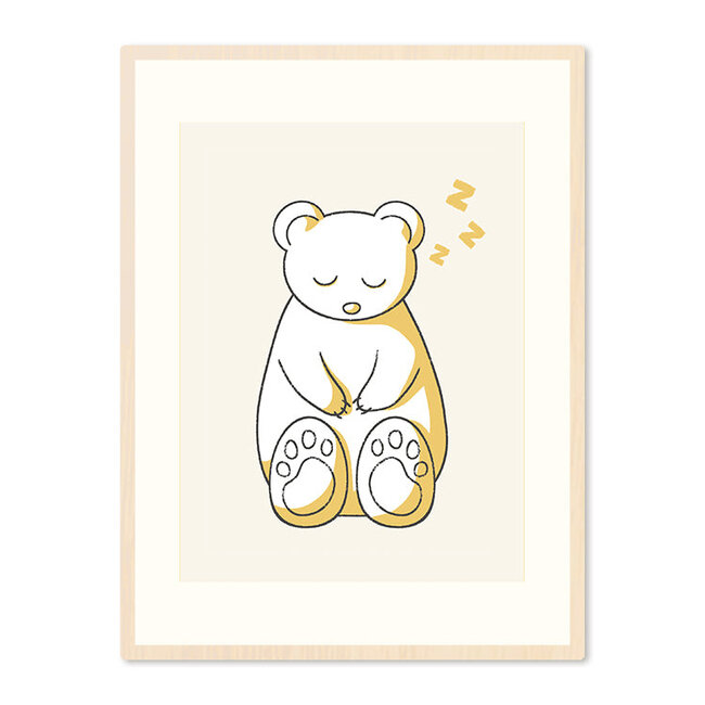 Sweet Living Poster in Lijst Slapend Beertje - Kinderkamer - Eiken