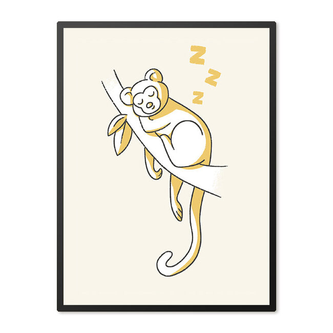 Sweet Living Poster in Lijst Slapend Aapje - Kinderkamer