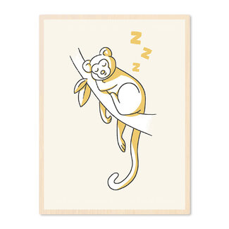Sweet Living Poster in Lijst Slapend Aapje - Kinderkamer - Eiken