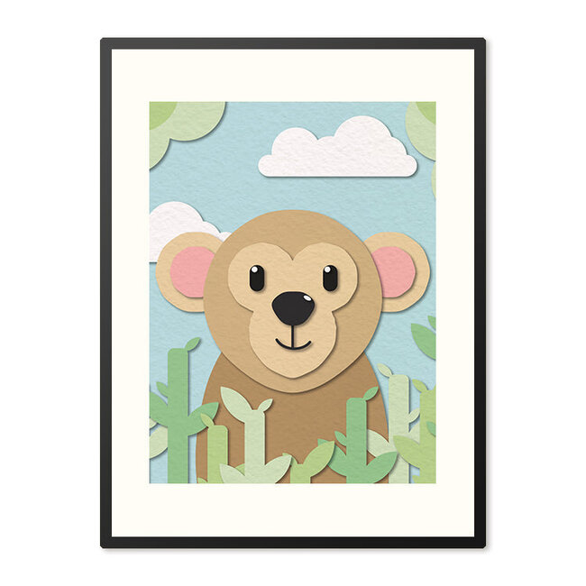 Sweet Living Poster in Lijst Aap - Kinderkamer