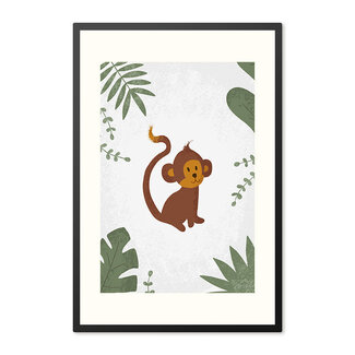 Sweet Living Poster in Lijst - Born to be Wild Aapje - Kinderkamer
