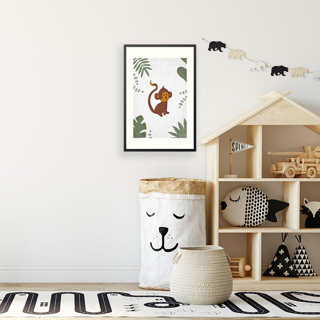 Sweet Living Poster in Lijst - Born to be Wild Aapje - Kinderkamer