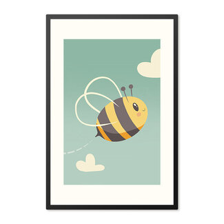 Sweet Living Poster in Lijst - Bee Happy - Blije Bij - Kinderkamer