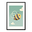 Sweet Living Poster in Lijst - Bee Happy - Blije Bij - Kinderkamer
