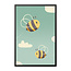Sweet Living Poster in Lijst - Bee Happy - Twee Blije Bijen - Kinderkamer