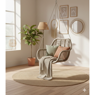 Sweet Living Rotan Hangstoel Fly - Greywash - 66x65xH49 cm