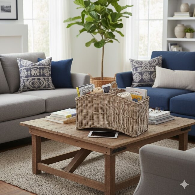 Sweet Living Rieten Lectuurmand - vier vakken