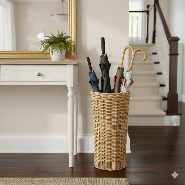 Sweet Living Ronde Rieten Paraplumand Naturel - Ø30xH70 cm