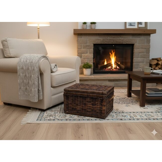 Sweet Living Rotan Mand Antiek Jute Handvat - 55x37xH35 cm