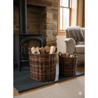 Sweet Living Hoge Ronde Mand Antiek - Rotan Plantenmand