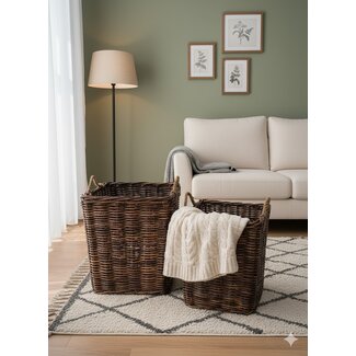 Sweet Living Rotan Mand Jute Handvat Antiek