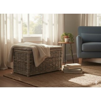 Sweet Living Rotan Opbergmand - Greywash - Met Deksel