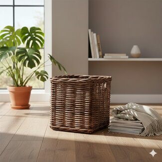 Sweet Living Vierkante Rotan Mand - Antiek