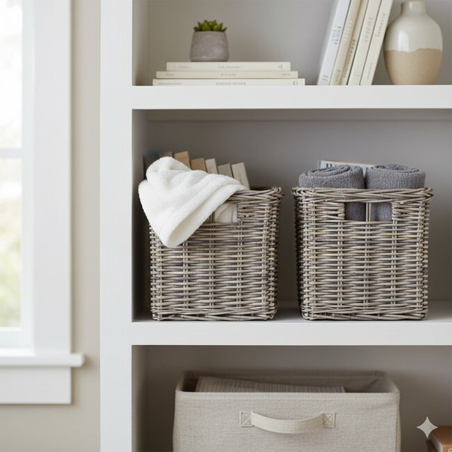 Sweet Living Vierkante open mand - Greywash