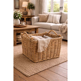 Sweet Living Rieten Opbergmand Jute Handvatten - Naturel