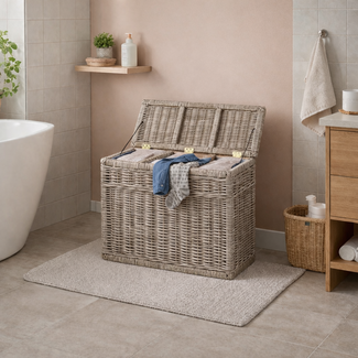 Sweet Living Rotan Wasmand 3 vakken - Grey - 85x40xH65 cm