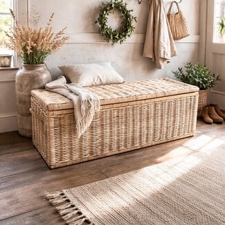 Sweet Living Grote rotan opbergmand naturel  - 130x47xH47 cm