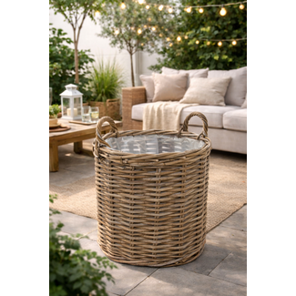 Sweet Living Rotan Plantenmand Rond Met Handgreep - Grey