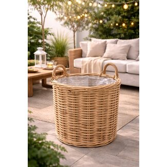 Sweet Living Rotan Plantenmand Rond Met Handgreep - Naturel