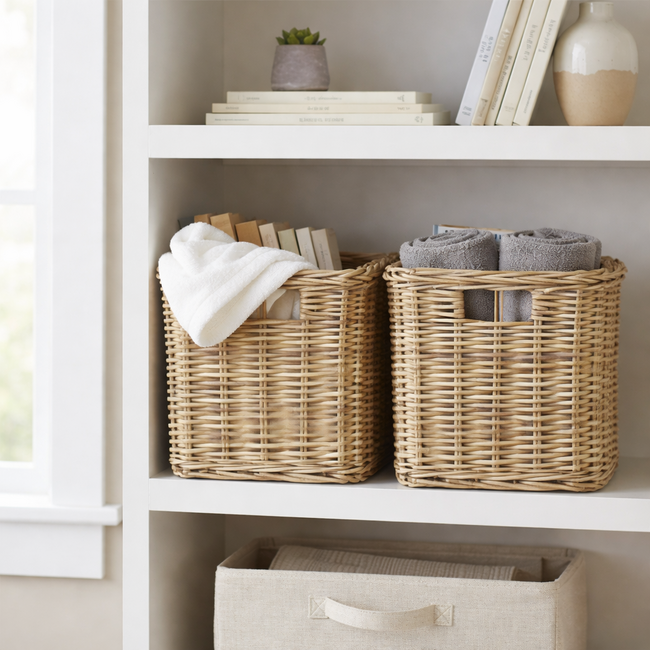 Sweet Living Vierkante Rotan Mand - Naturel