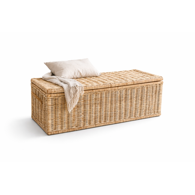 Sweet Living - Grote rotan opbergmand naturel  - 130x47xH47 cm