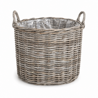 Sweet Living Rotan Plantenmand Rond Met Handgreep - Grey