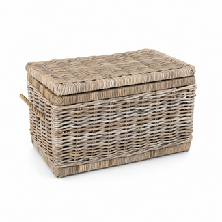 Sweet Living Rotan Mand Grey Jute Handvat - 55x37xH35 cm