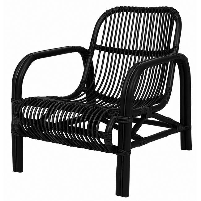 Sweet Living Zwarte Rotan Loungestoel Boaz - 63x85xH72 cm