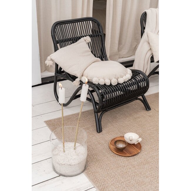 Sweet Living Zwarte Rotan Loungestoel - 59x78xH77 cm