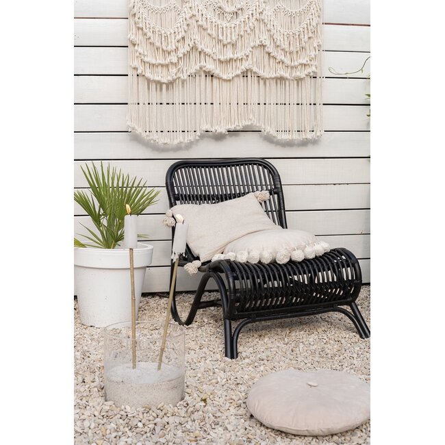 Sweet Living Zwarte Rotan Loungestoel - 59x78xH77 cm