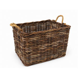 Sweet Living Rieten Opbergmand Jute Handvatten - Antiek