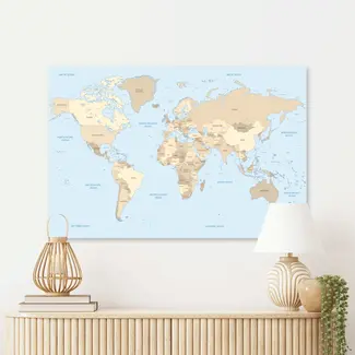 Sweet Living Wereldkaart Schilderij - Landen & Oceanen