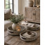 Sweet Living Rotan Dienblad Rond - Grey - Lederen Handvat