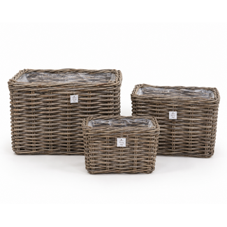 Sweet Living Rotan Plantenmand Rechthoek - Plantenbak - Grey