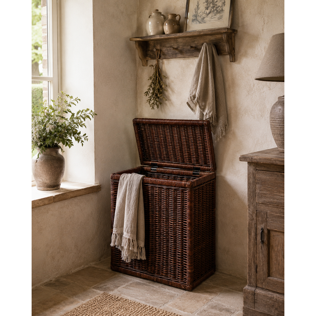 Sweet Living Hoge Rotan Opbergmand - Antiek - 60x37xH70 cm