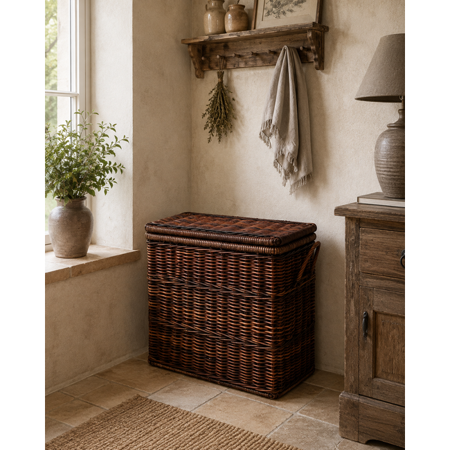 Sweet Living Rotan Opbergmand Met Deksel Joas - Antiek