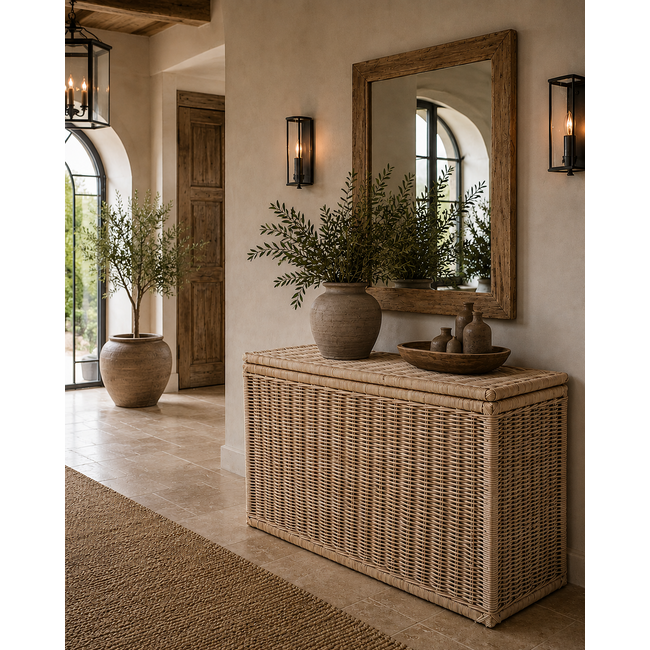 Sweet Living Grote Hoge Rotan Opbergkist - Naturel - 140x47xH80 cm